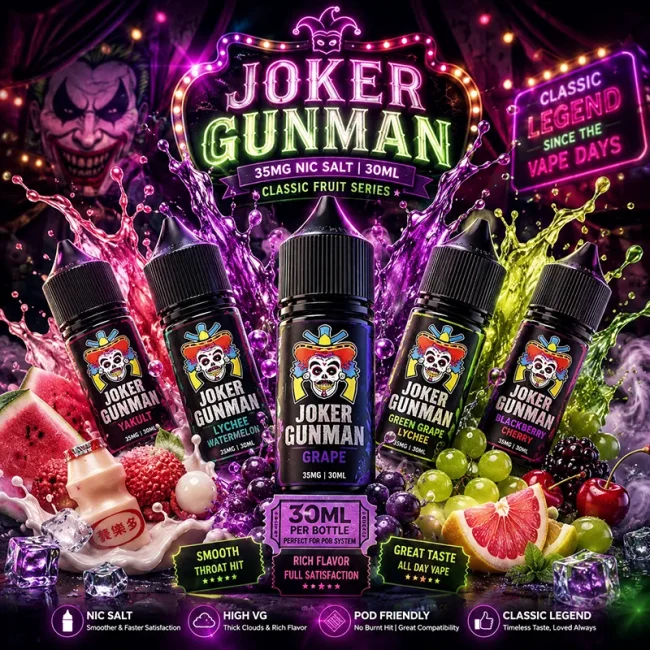 小丑鹽 JOKER GUNMAN 菸油主圖 小丑鹽 JOKER GUNMAN 30mL 35mg 菸油商品主圖